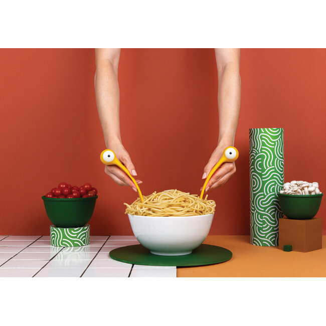 Ototo Pasta Monsters Siliconen Opschepset – Pastalepel & Opscheplepel – Geel