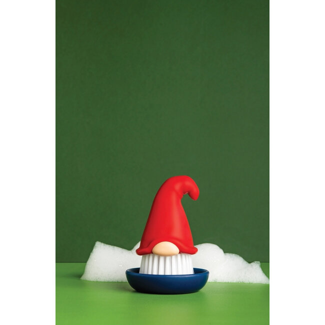 Ototo Beardy Afwasborstel Kabouter met Schoteltje – Zelfstaande Set – Rood
