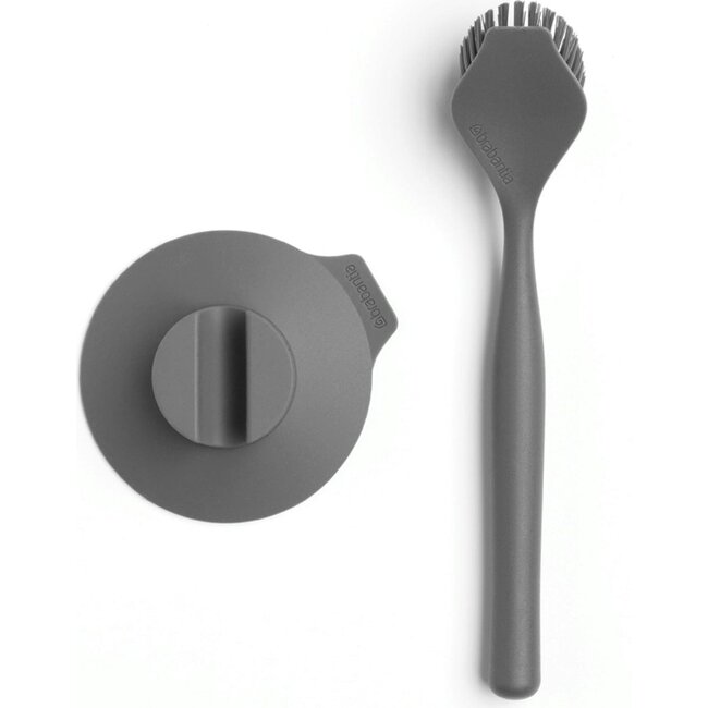 Brabantia SinkSide Afwasborstel Inclusief Gootsteenhouder met Zuignap – Dark Grey