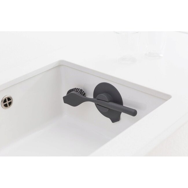 Brabantia SinkSide Afwasborstel Inclusief Gootsteenhouder met Zuignap – Dark Grey