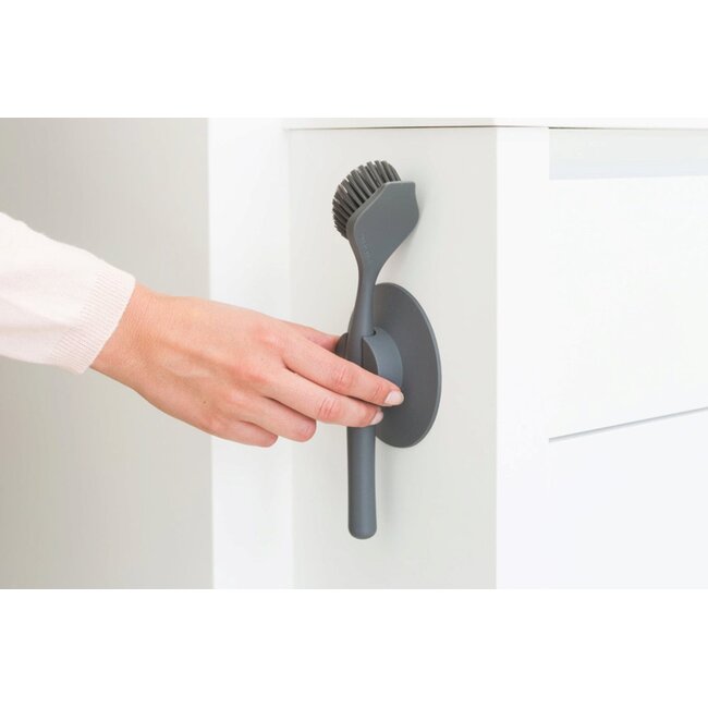 Brabantia SinkSide Afwasborstel Inclusief Gootsteenhouder met Zuignap – Dark Grey