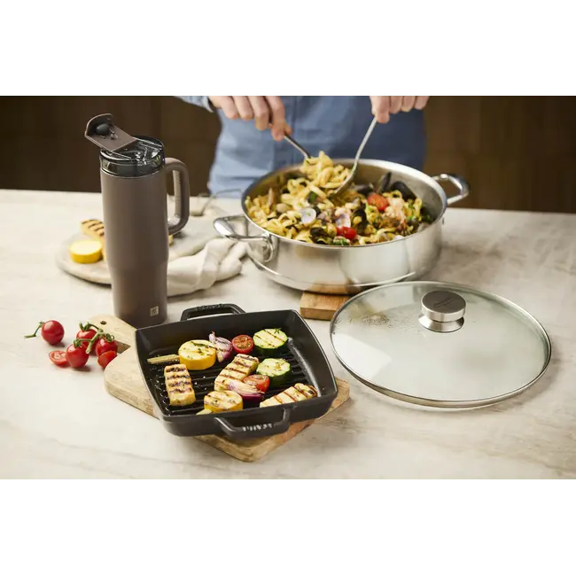 Demeyere Fusion 7 Hapjespan 28 cm – 4.75 Liter inhoud - Met Glasdeksel - InductoSeal bodem met 7 lagen met koperen kern