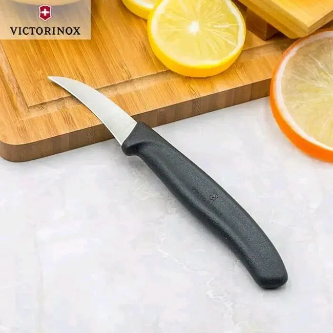 Victorinox Gebogen Schilmesjes 6 cm Zwart – 2-delige Set - Tourneermesjes