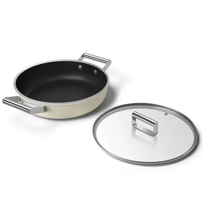 Smeg Hapjespan / Sauteerpan 28 cm Crème DPF2812CRM – PFAS-vrije Keramische Pan ( 3.7 Liter)