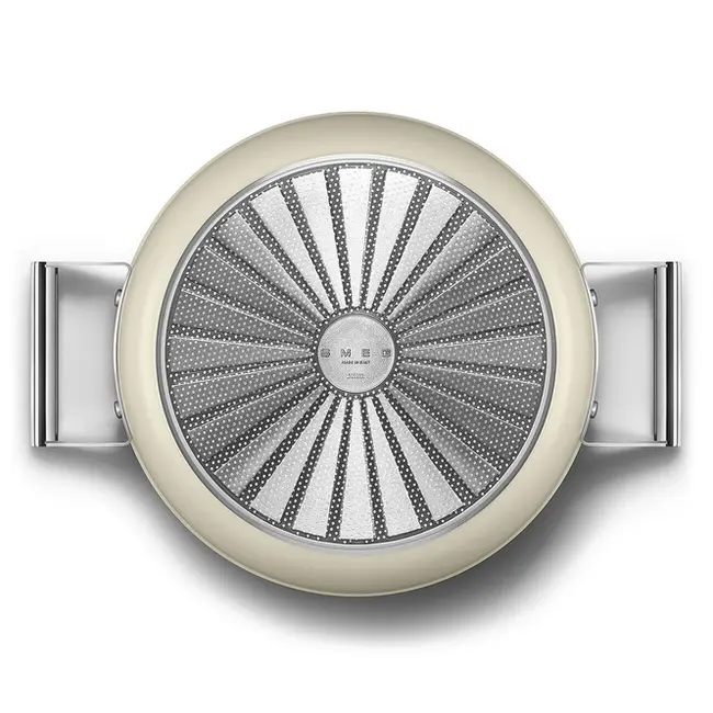 Smeg Hapjespan / Sauteerpan 28 cm Crème DPF2812CRM – PFAS-vrije Keramische Pan ( 3.7 Liter)