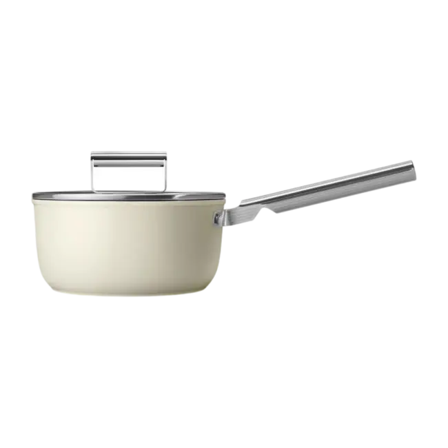 Smeg Steelpan 20 cm Crème SPF2012CRM – PFAS-vrije Keramische Pan met Glasdeksel (2,8 Liter)