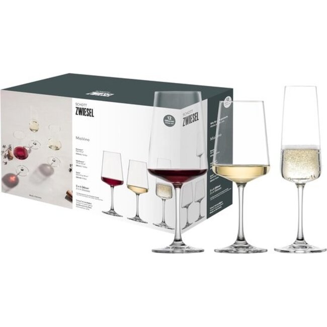 MioVino Glazenset 12-delig – Complete Set Wijnglazen & Champagneglazen