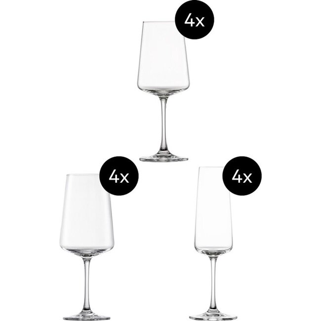 MioVino Glazenset 12-delig – Complete Set Wijnglazen & Champagneglazen