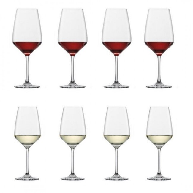 Tulip Glazenset 8-delig – Complete Set 4x wijnglas wit & 4x wijnglas rood