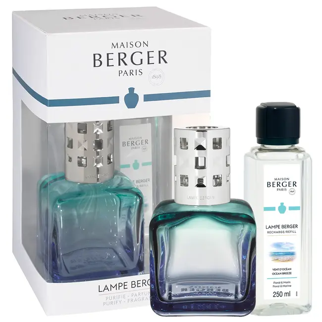 Lampe Berger / Maison Berger - Giftset Glaçon Turquoise/Bleue –Geurbrander met Ocean Breeze 250 ml