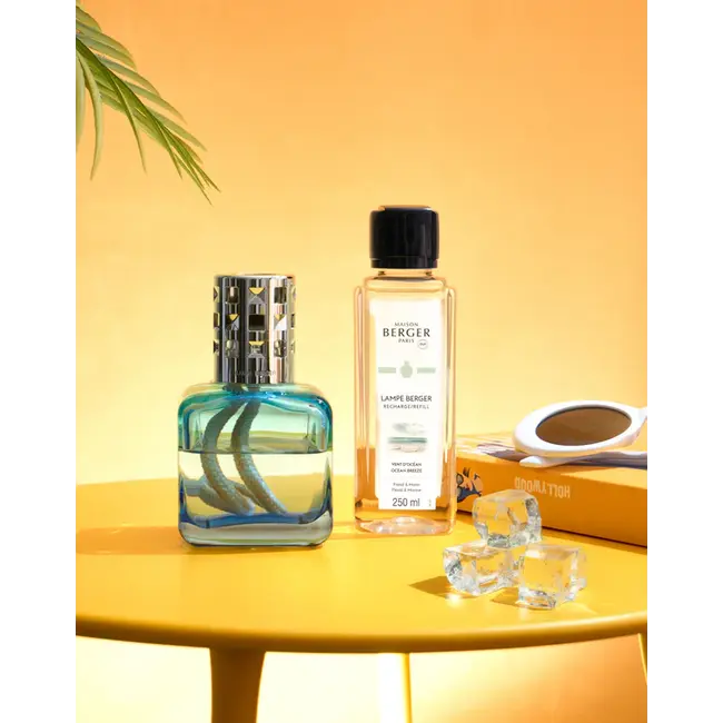 Lampe Berger / Maison Berger - Giftset Glaçon Turquoise/Bleue –Geurbrander met Ocean Breeze 250 ml