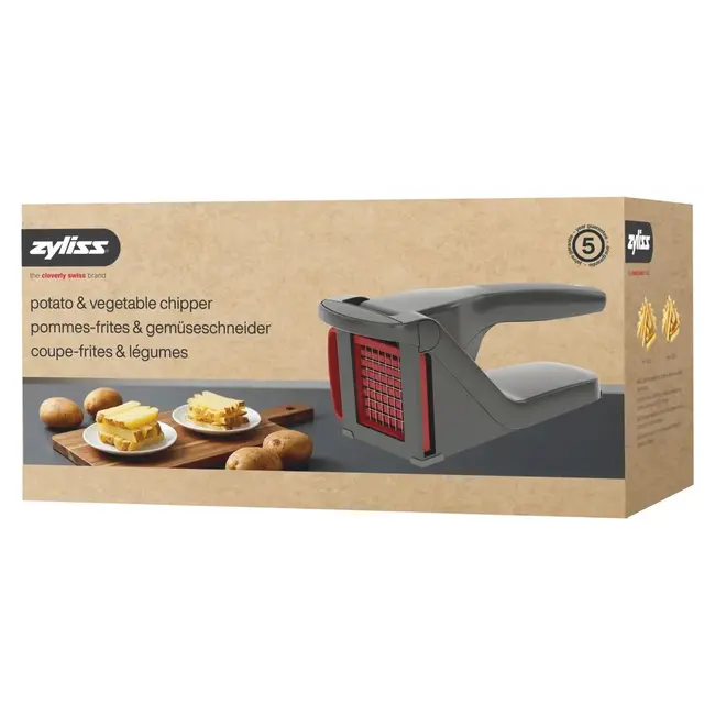 Zyliss Aardappel- en Groentesnijder – Fritespers met 2 RVS Messen 7 + 9 mm