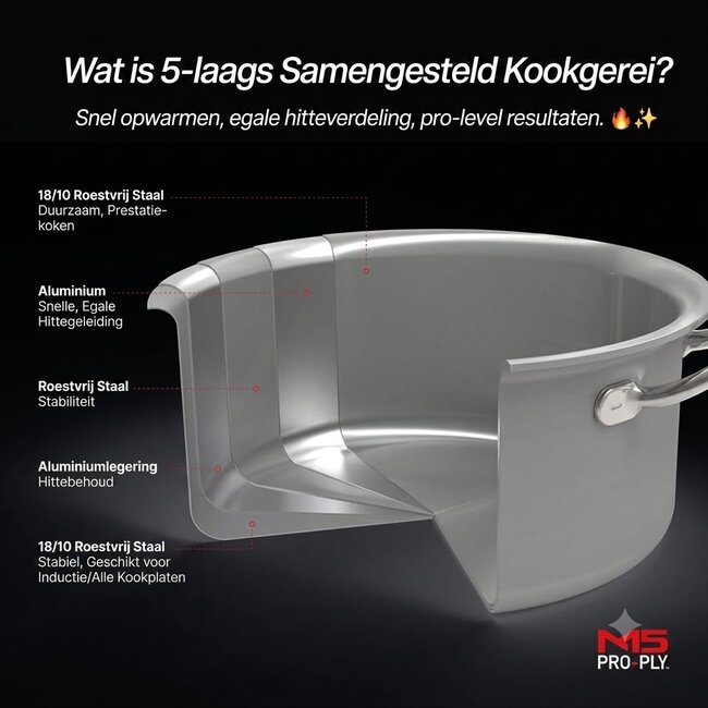 Fissler M5 Pro-Ply Koekenpan 20 cm – Professionele 5-Laags RVS Bakpan