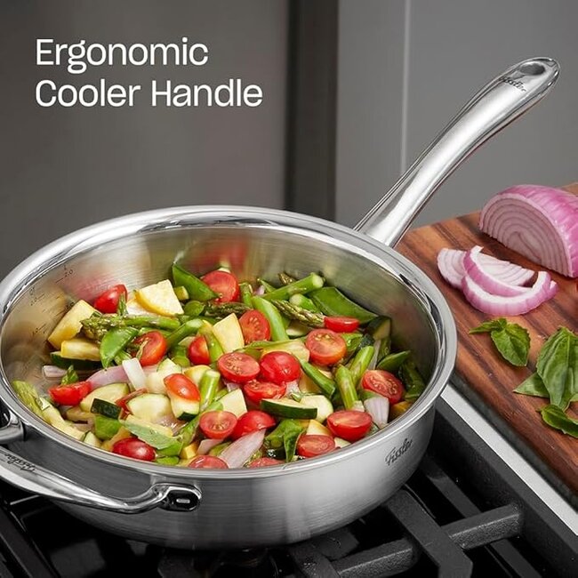 Fissler M5 Pro-Ply Hapjespan 24 cm met RVS Deksel – Met  Tegengreep - Professionele 5-Laags Sautépan