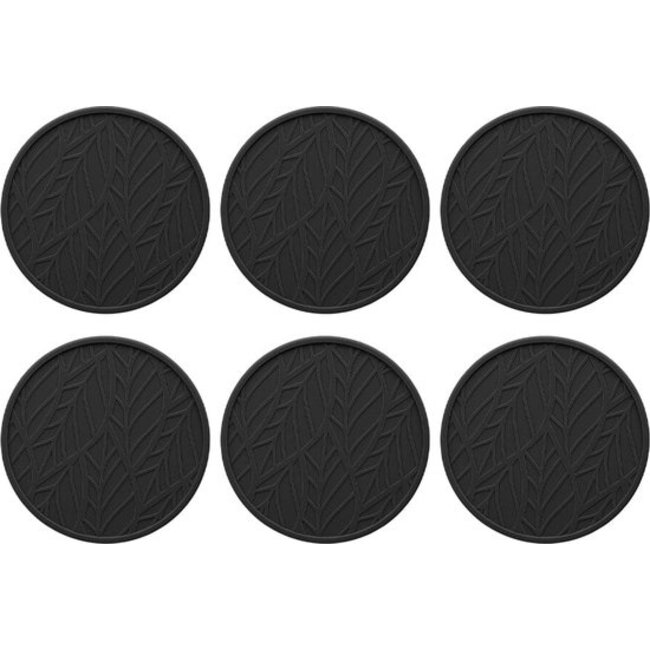 Tools2cook Siliconen Onderzetters voor Glazen & Bekers – 6 onderzetters met Houder – Black-Pepper