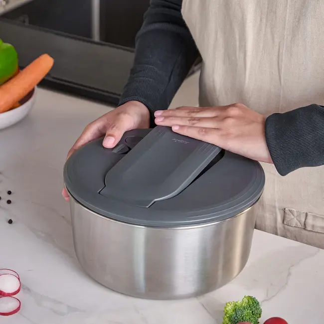 Zyliss Slacentrifuge RVS met Drukknop – Duwmodel met Gepatenteerde AquaVent™ Technologie