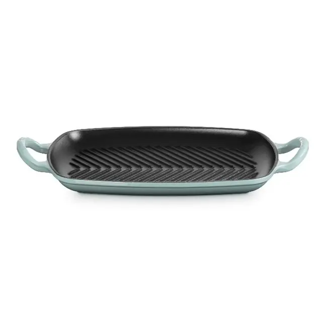 Le Creuset Rechthoekige Grillplaat Gietijzer Sea Salt 30 cm – Grote Grillplaat (35 x 38 x 6 cm)