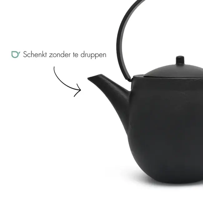 Bredemeijer Sendai Gietijzeren Theepot 1,2L Zwart – Traditionele Japanse Theepot inclusief RVS Theefilter