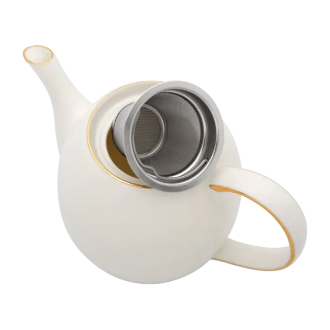 Bredemeijer Canterbury Porseleinen Theeset 1,2L Wit – Complete 3-Delige Luxe Cadeauset met Theepot, 2 Mokken en RVS Filter