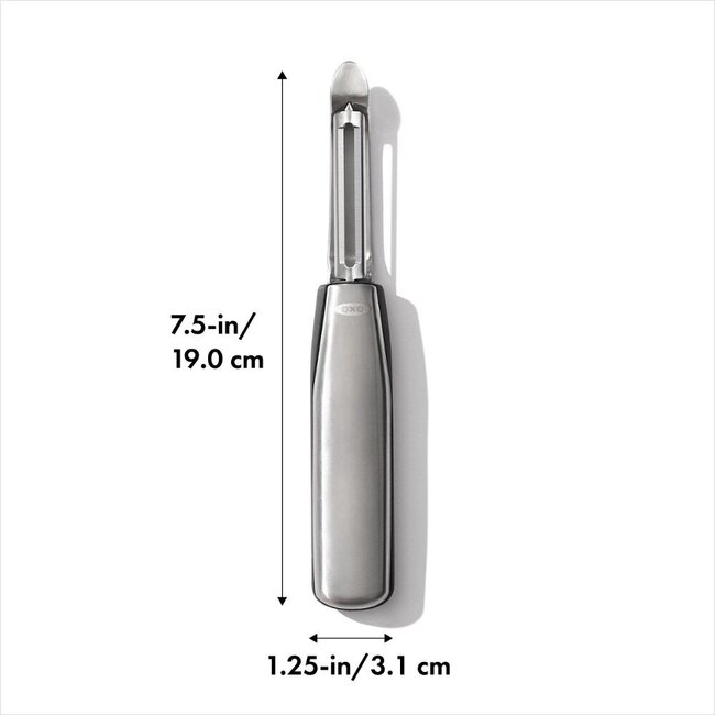 OXO SteeL Swivel Peeler RVS Dunschiller – Luxe Ergonomische Aardappelschiller & Groenteschiller van Roestvrij Staal