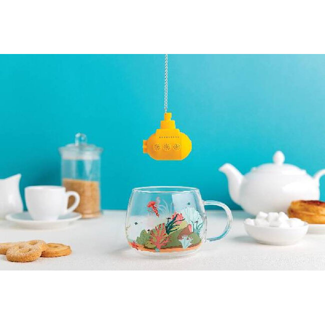 Ototo Yellow Submarine Theefilter & Theeglas Set – Siliconen Thee-ei Onderzeeër met Hittebestendig Glas