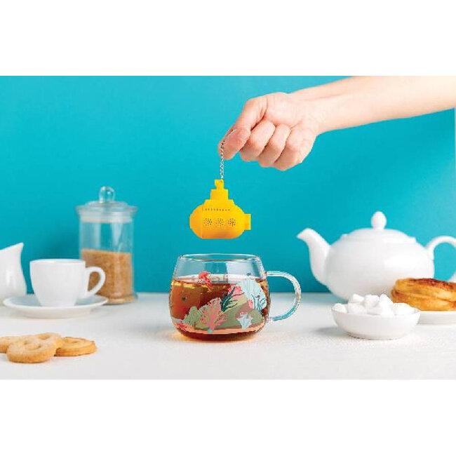 Ototo Yellow Submarine Theefilter & Theeglas Set – Siliconen Thee-ei Onderzeeër met Hittebestendig Glas