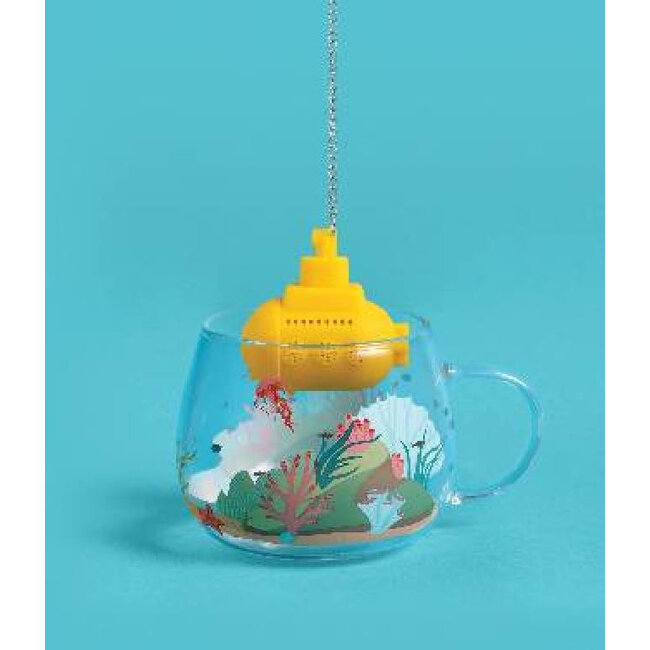 Ototo Yellow Submarine Theefilter & Theeglas Set – Siliconen Thee-ei Onderzeeër met Hittebestendig Glas