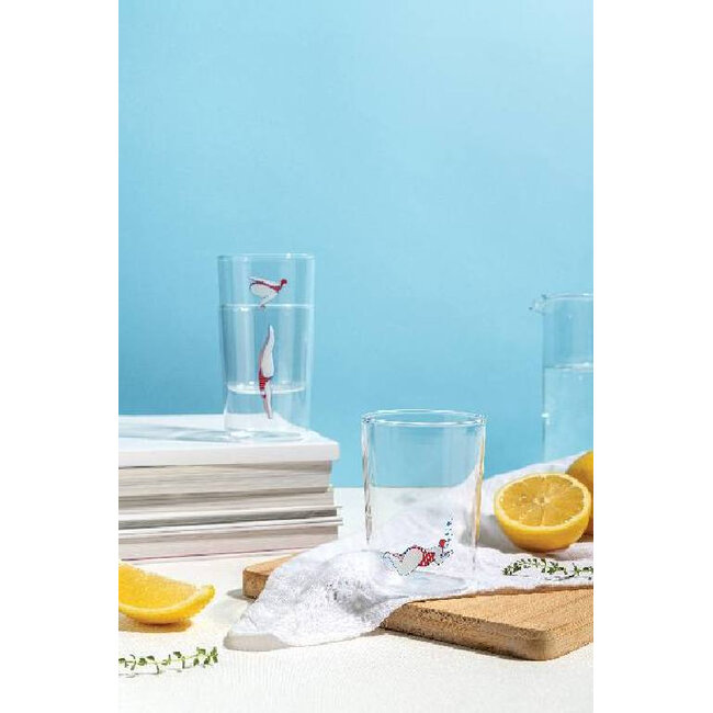 Ototo Deep Dive Glazen Set van 3 – Stapelbare Waterglazen & Sapglazen met Speels Duiker Design