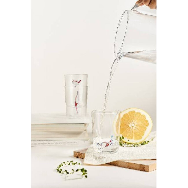 Ototo Deep Dive Glazen Set van 3 – Stapelbare Waterglazen & Sapglazen met Speels Duiker Design