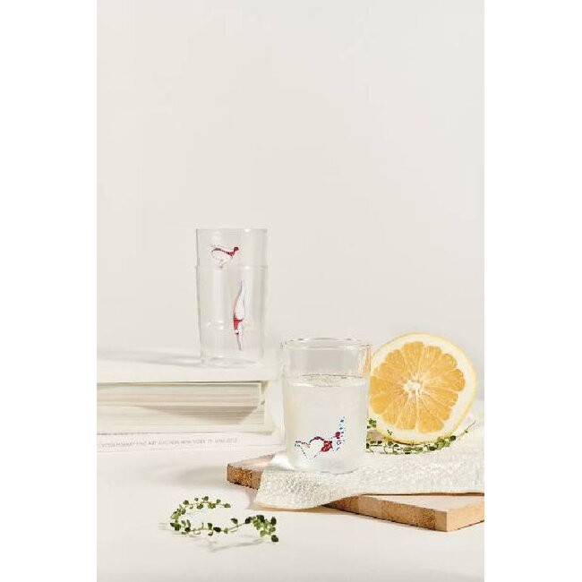 Ototo Deep Dive Glazen Set van 3 – Stapelbare Waterglazen & Sapglazen met Speels Duiker Design
