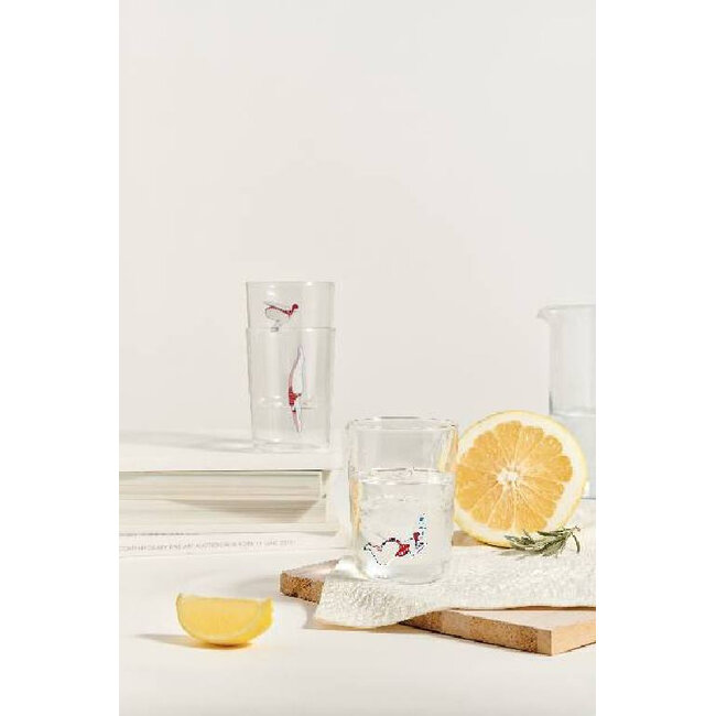 Ototo Deep Dive Glazen Set van 3 – Stapelbare Waterglazen & Sapglazen met Speels Duiker Design