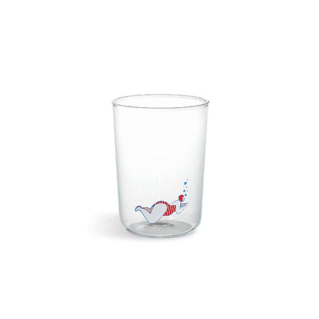 Ototo Deep Dive Glazen Set van 3 – Stapelbare Waterglazen & Sapglazen met Speels Duiker Design