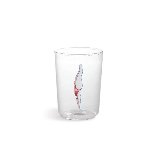 Ototo Deep Dive Glazen Set van 3 – Stapelbare Waterglazen & Sapglazen met Speels Duiker Design