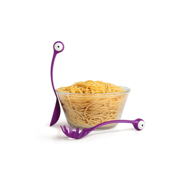 Ototo Pasta Monsters Opscheplepel Paars – Hittebestendige Kunststof Pastalepels met Grappige Oogjes