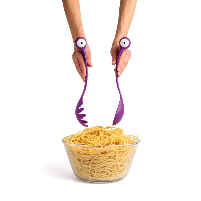 Ototo Pasta Monsters Opscheplepel Paars – Hittebestendige Kunststof Pastalepels met Grappige Oogjes
