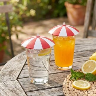 Glasparasol Rood – Drinkglas Afdekker (1 stuk)