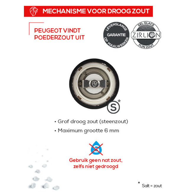 Peugeot Zoutmolen Festival Graphite 22 cm – Vervaardigd uit Hout – Corrosievrij Zirlion® Keramisch Maalwerk - Zilveren Dop