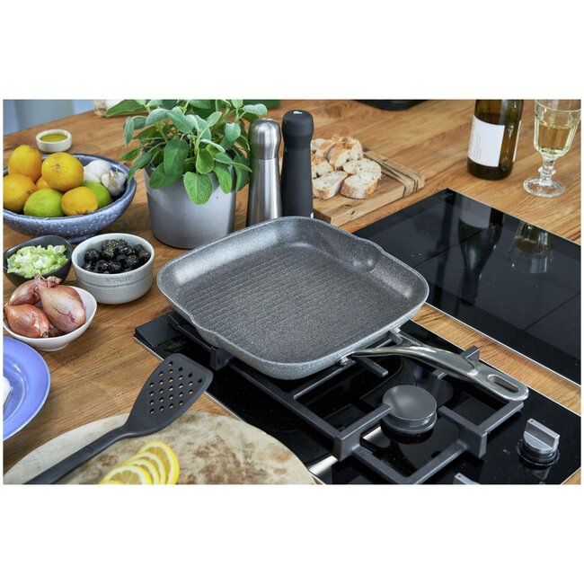 Salina Grillpan 28 x 28 cm – Granitium Ti-X Antiaanbaklaag – Radiant Inductiebodem – RVS Handgreep