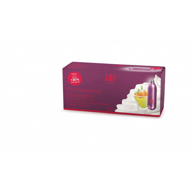 Isi Culinary Slagroompatronen Professional (50 Stuks) – N2O Patronen – Maximaal Volume & Rendement