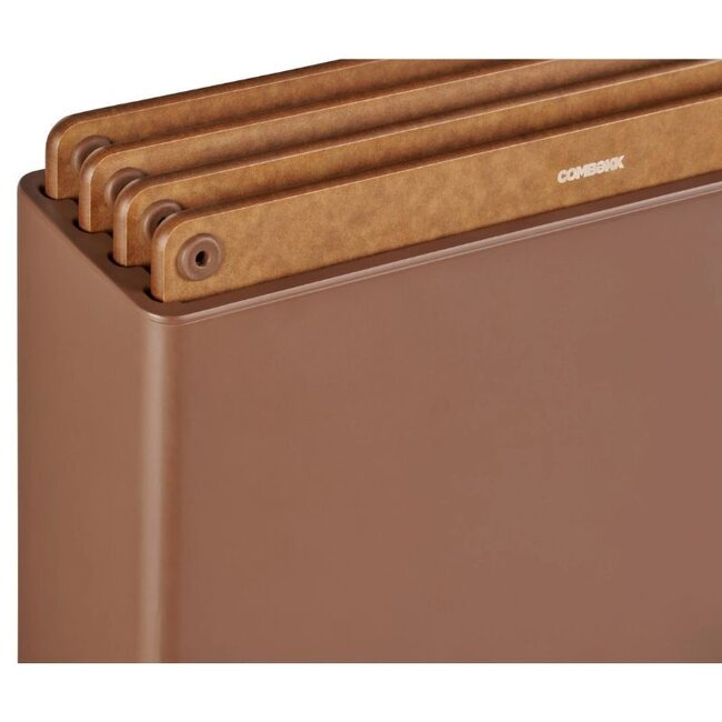 Combekk Snijplankenset 4 delig met Opbergsysteem (20 x 30 cm) – Duurzaam FSC-Geperst Hout – Antibacterieel & Microplasticvrij