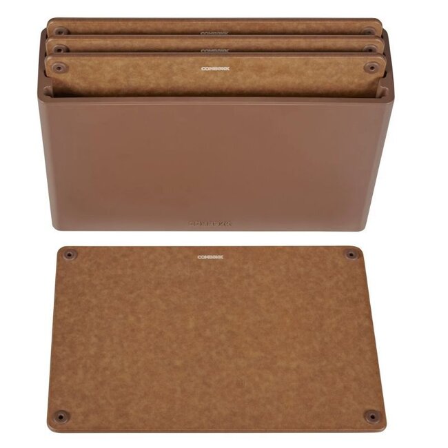 Combekk Snijplankenset 4 delig met Opbergsysteem (20 x 30 cm) – Duurzaam FSC-Geperst Hout – Antibacterieel & Microplasticvrij