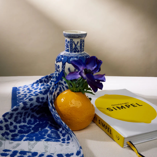 Vaat Amsterdam Cadeauset Thee- & Keukendoek - I Love Leopard 1 - Royal Blue / Grey / Silver