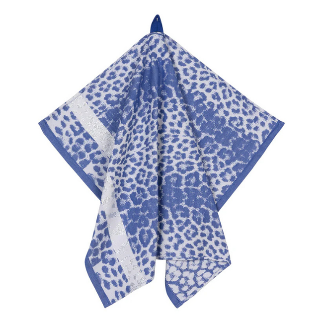 Vaat Amsterdam Cadeauset Thee- & Keukendoek - I Love Leopard 1 - Royal Blue / Grey / Silver