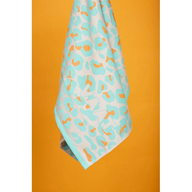 Vaat Amsterdam Cadeauset Thee- & Keukendoek - I love Leopard 2 - Turquoise / Orange