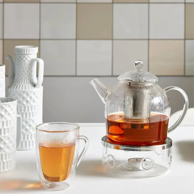 Bredemeijer Hoogwaardig Borosillicaatglas Theepot Minuet Santhee met RVS Filter – 1,2 Liter