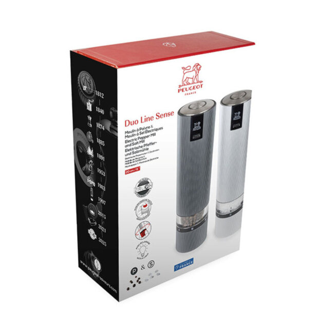 Peugeot Line Sense Elektrische Peper- en Zoutmolenset – 20 cm (Oplaadbaar)