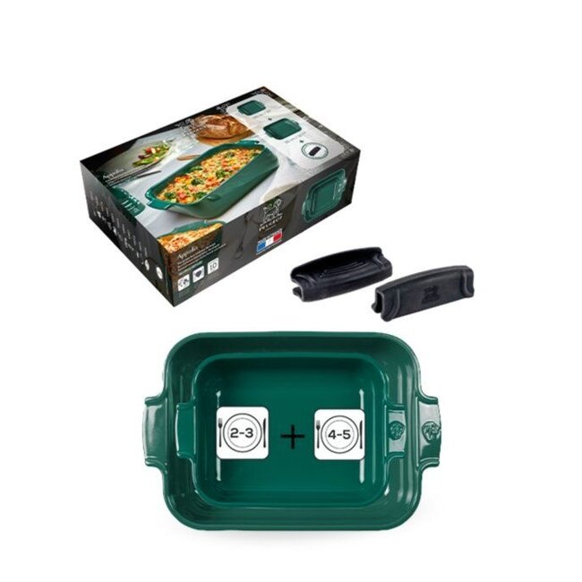 Peugeot Appolia Ovenschaal Duo Bosgroen – Set van 2 (32 cm & 25 cm) met Siliconen Handvatten