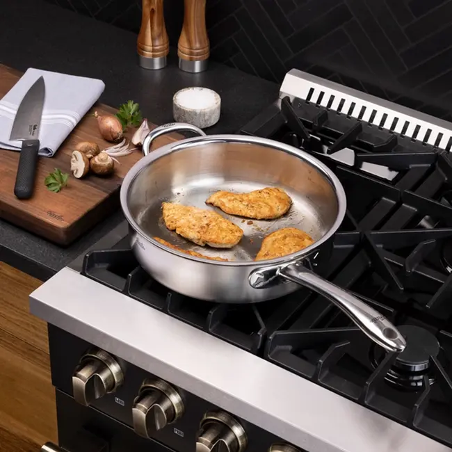 Fissler M5 Pro-Ply Sauteerpan / Hapjespan met Deksel – 28 cm / 4,1L (5-Ply RVS)