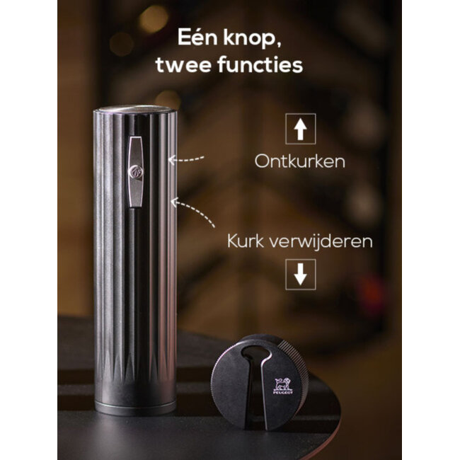Peugeot Elis One Oplaadbare Elektrische Kurkentrekker 18 cm + Foliesnijder