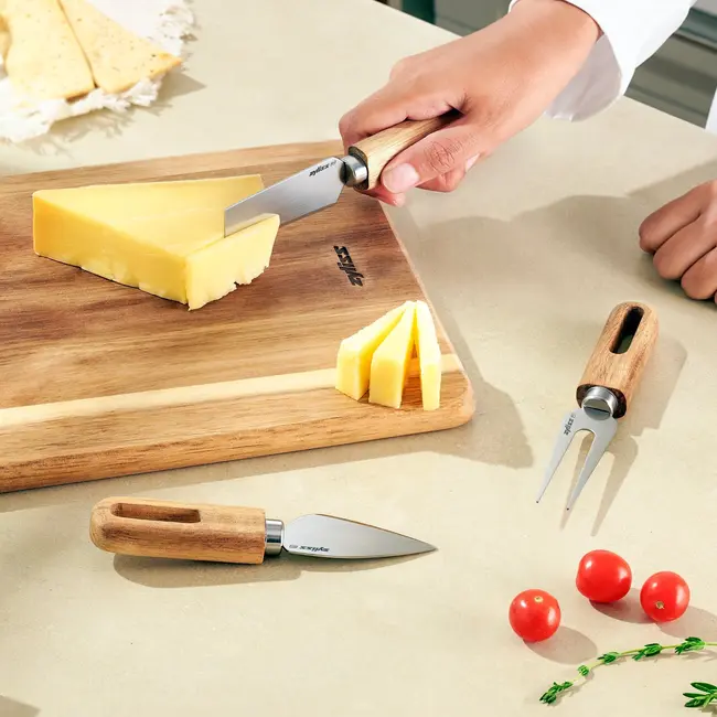 Zyliss Artisan Messenset voor Kaas 3-delig – RVS met Acciahouten Handvat - 5 jaar garantie